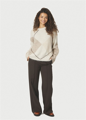 Inga check fluff knit Creme Neo Noir